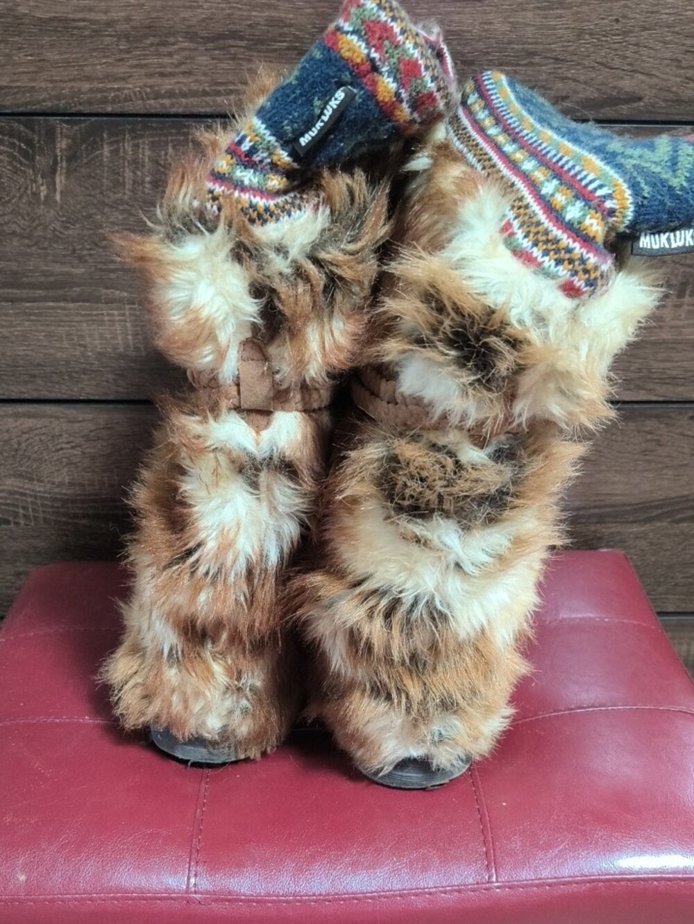 Muk Luks Knit Cuff Boot with Multicolor Fair Isle Pattern - Picture 5 of 6